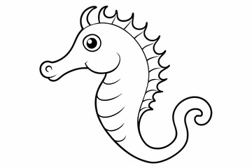 Funny Seahorse Vector Illustration on White Background Cartoons, Clipart, Line Art Design, Funny seahorse vector art on white background, ideal for cartoons, clipart, and line art designs