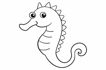 Funny Seahorse Vector Illustration on White Background Cartoons, Clipart, Line Art Design, Funny seahorse vector art on white background, ideal for cartoons, clipart, and line art designs