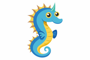 Funny Seahorse Vector Illustration on White Background Cartoons, Clipart, Line Art Design, Funny seahorse vector art on white background, ideal for cartoons, clipart, and line art designs