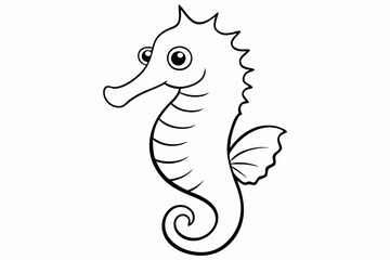 Funny Seahorse Vector Illustration on White Background Cartoons, Clipart, Line Art Design, Funny seahorse vector art on white background, ideal for cartoons, clipart, and line art designs