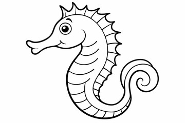 Funny Seahorse Vector Illustration on White Background Cartoons, Clipart, Line Art Design, Funny seahorse vector art on white background, ideal for cartoons, clipart, and line art designs