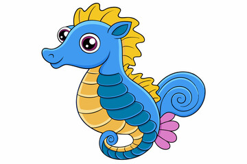 Funny Seahorse Vector Illustration on White Background Cartoons, Clipart, Line Art Design, Funny seahorse vector art on white background, ideal for cartoons, clipart, and line art designs
