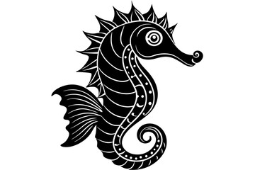 Funny Seahorse Vector Illustration on White Background Cartoons, Clipart, Line Art Design, Funny seahorse vector art on white background, ideal for cartoons, clipart, and line art designs