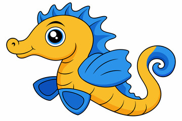 Funny Seahorse Vector Illustration on White Background Cartoons, Clipart, Line Art Design, Funny seahorse vector art on white background, ideal for cartoons, clipart, and line art designs