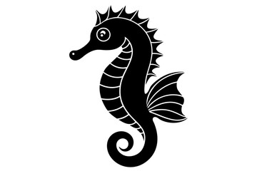 Fototapeta premium Funny Seahorse Vector Illustration on White Background Cartoons, Clipart, Line Art Design, Funny seahorse vector art on white background, ideal for cartoons, clipart, and line art designs