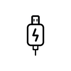 Charging cable icon. Black Charging cable icon on white background. Vector illustration