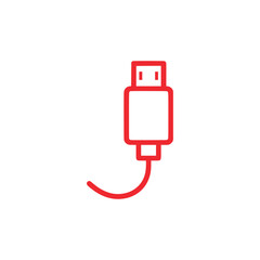 Charging cable icon on white background. Vector illustration in trendy flat style