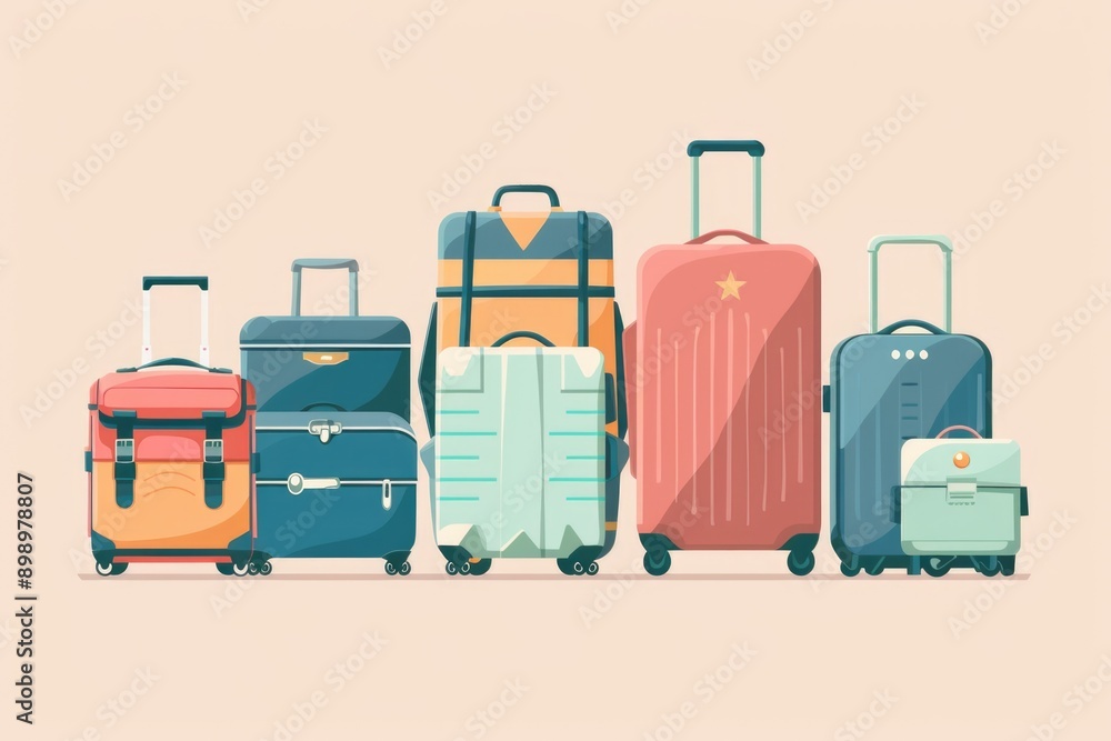 Poster a cluster of suitcases and bags stacked together, perfect for use in travel or storage related conce
