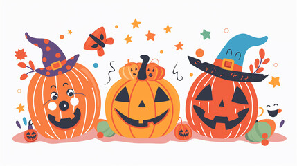 Premium Halloween party clown pumpkin icon on white background.