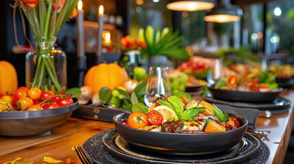 Spooky Halloween dinner party, themed table