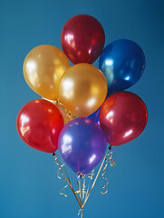 Birthday Party Balloons Bunch Blue Red Gold