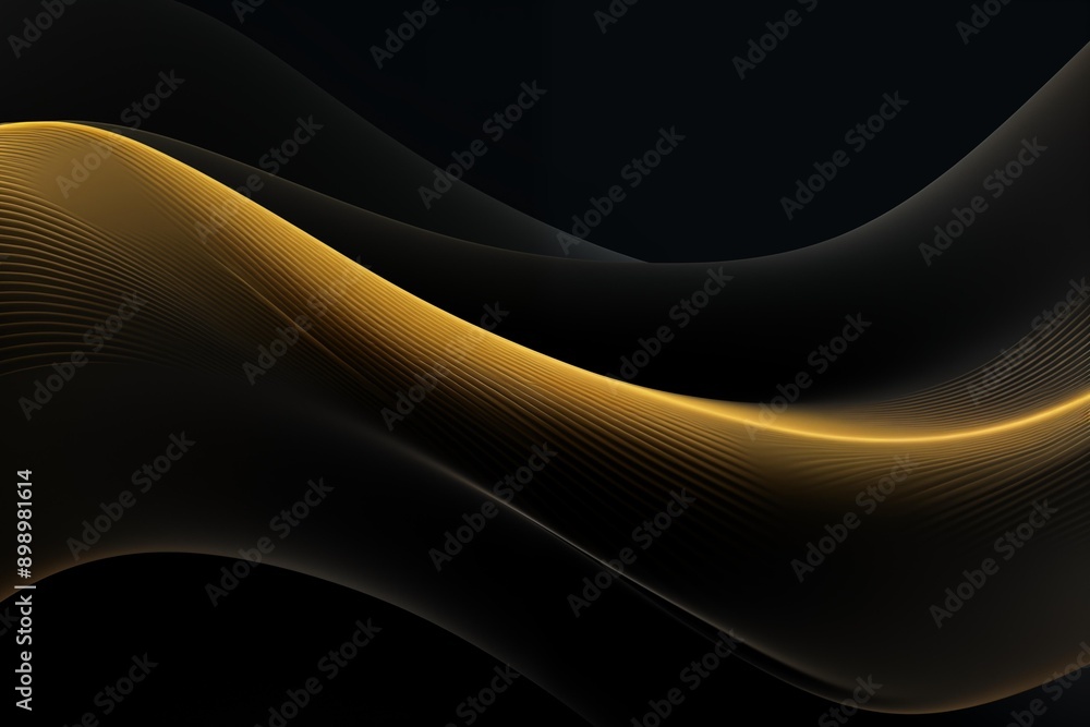 Aufkleber a sleek and elegant abstract design featuring smooth, flowing golden waves set against a dark backgr