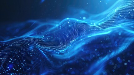 Naklejka premium Modern blue abstract background with dynamic glowing lines, showcasing data technology concepts.
