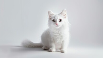 White Kitten Portrait on a White Background