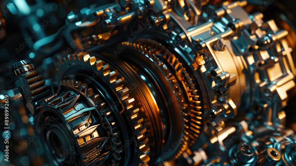 Poster Mechanical device with visible gears and mechanisms