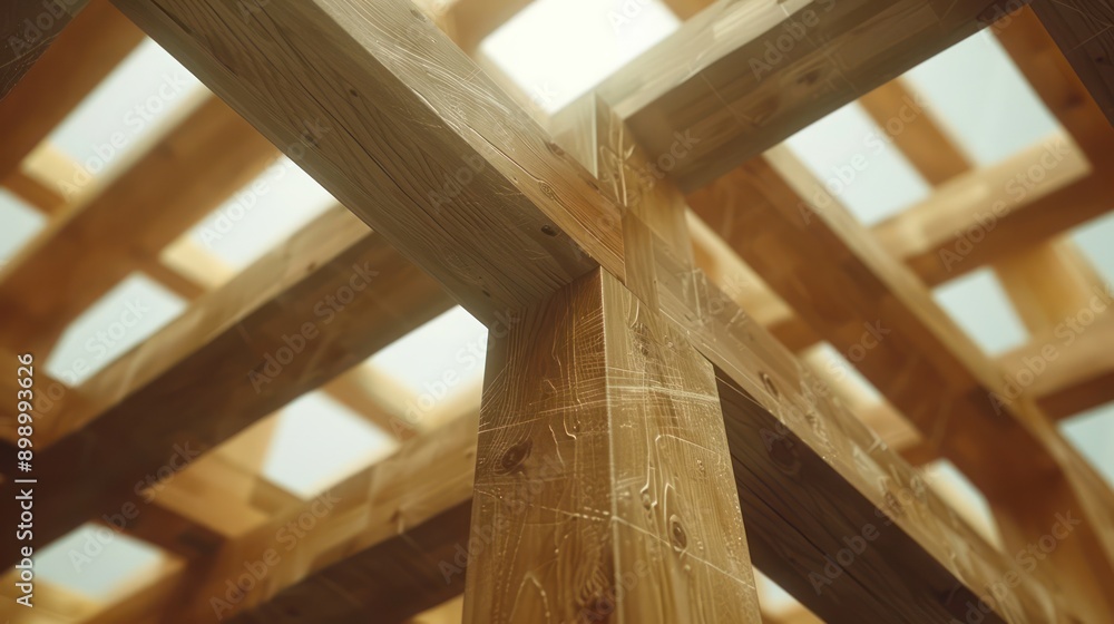 Poster robust wooden support structure creates strong architectural framework at busy construction site tim