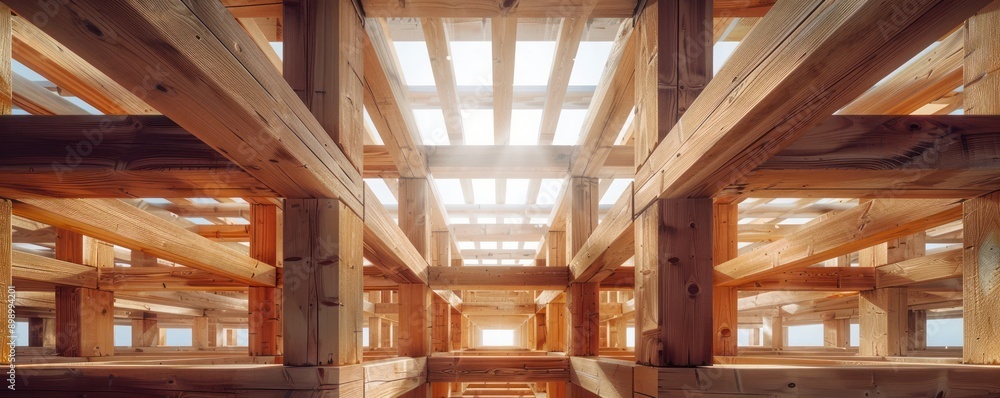 Poster timber beam construction a detailed look at framework integrity on a busy construction site the beam