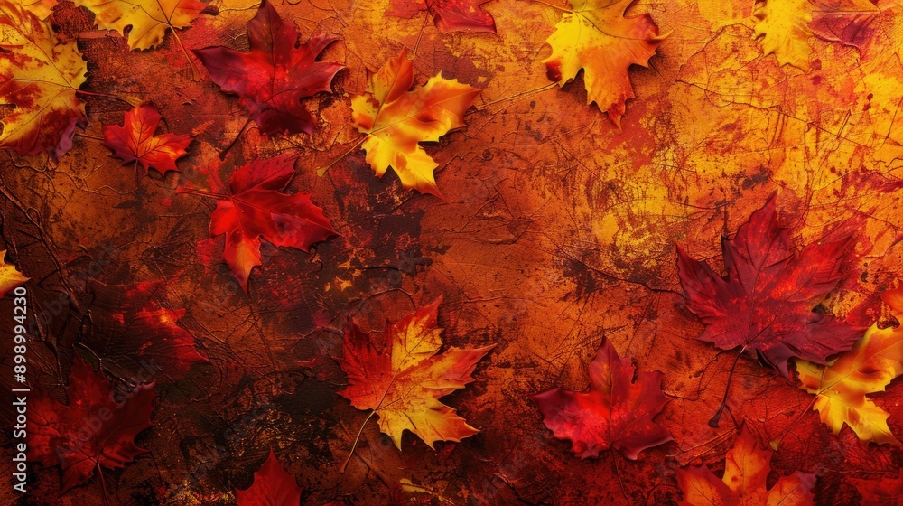 Poster A cluster of leaves attached to a wall, great for use in nature-inspired designs or as a background element