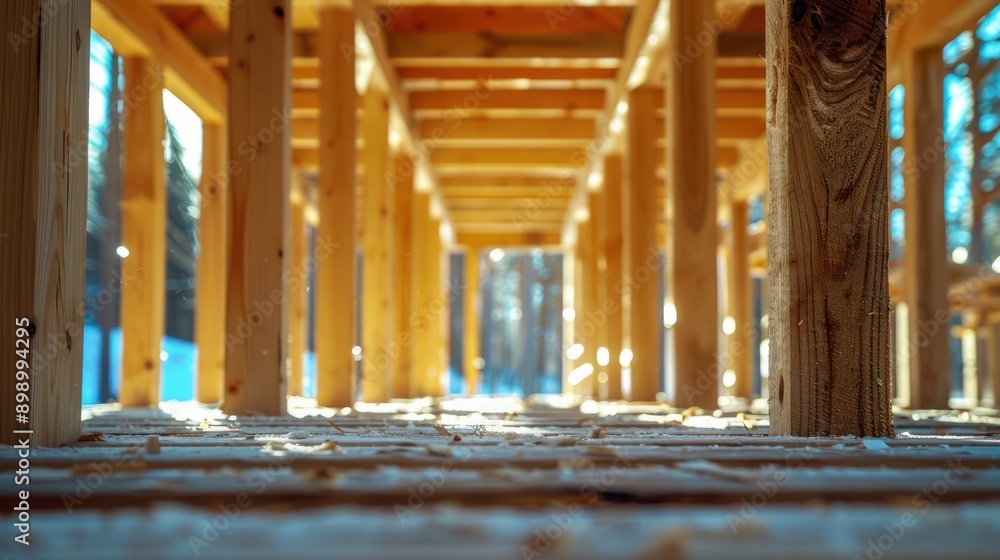 Aufkleber timber beam installation precise alignment and secure fixing for building frame structural integrity