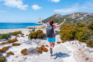 Celebrate the joy of exploration at Two Peoples Bay, Australia. This image captures a traveler...