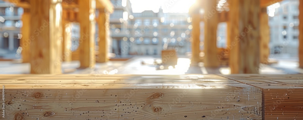 Poster timber beams forming the backbone of a developing structure on a construction site a glimpse into th