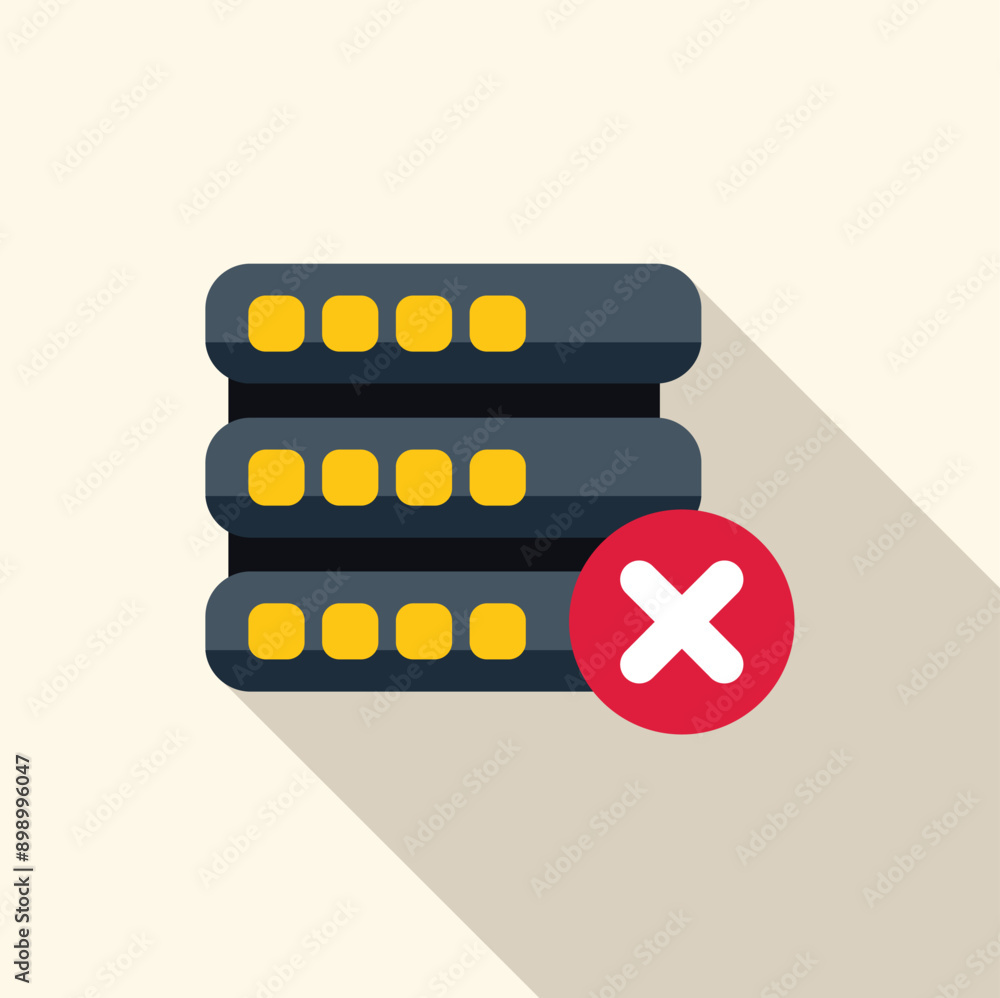 Poster database server icon showing error with red cross mark symbol