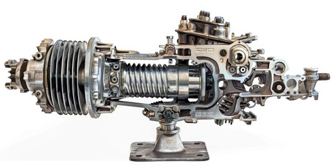 A detailed view of a machine against a clean white surface, ideal for illustrating technical or industrial themes