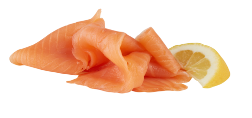 Smoked Salmon cut out isolated transparent background