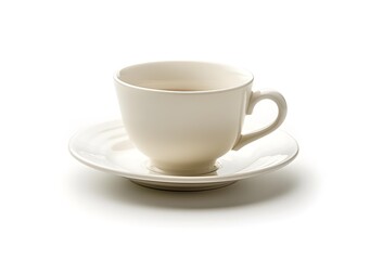 Obraz premium White Teacup and Saucer on White Background