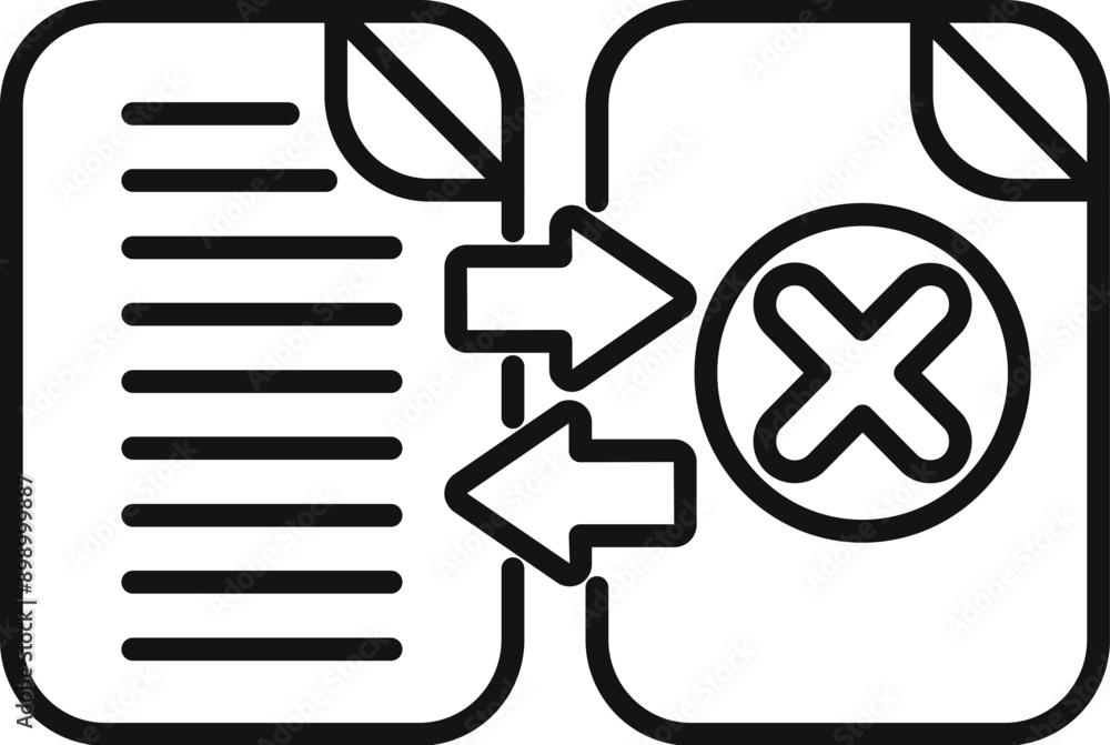 Poster two files exchanging data with arrows, one file with an error sign, highlighting potential data tran