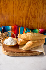Bolillo, mexican White bread commonly used to accompany food