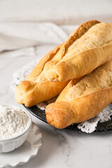 Freshly Baked Bolillo Bread from mexico, used to accompany food and to prepare Tortas.