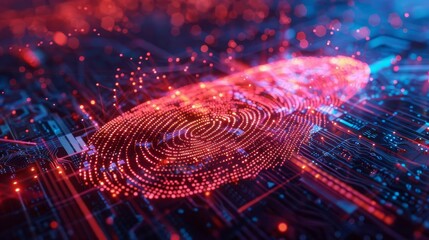 Ethical Hacking Cybersecurity  Illuminated biometric fingerprint