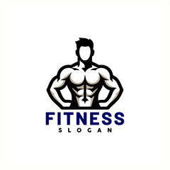 muscular fitness gym logo design