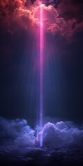 Obraz premium A beam of blue light in a purple background. 
