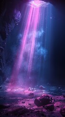 Naklejka premium A beam of blue light in a purple background. 