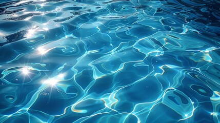 The sun is reflecting on a clear blue water surface creating beautiful patterns