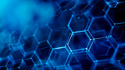 Abstract Blue Hexagon Pattern Digital Network Connection