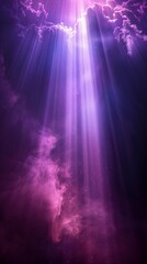 A beam of blue light in a purple background. 