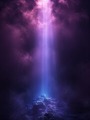 Fototapeta premium A beam of blue light in a purple background. 
