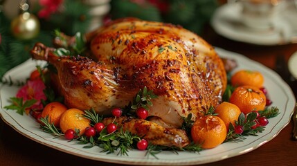 Festive Roast Turkey for Christmas or Thanksgiving Dinner