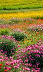 Obraz premium Pink Flowers Field.