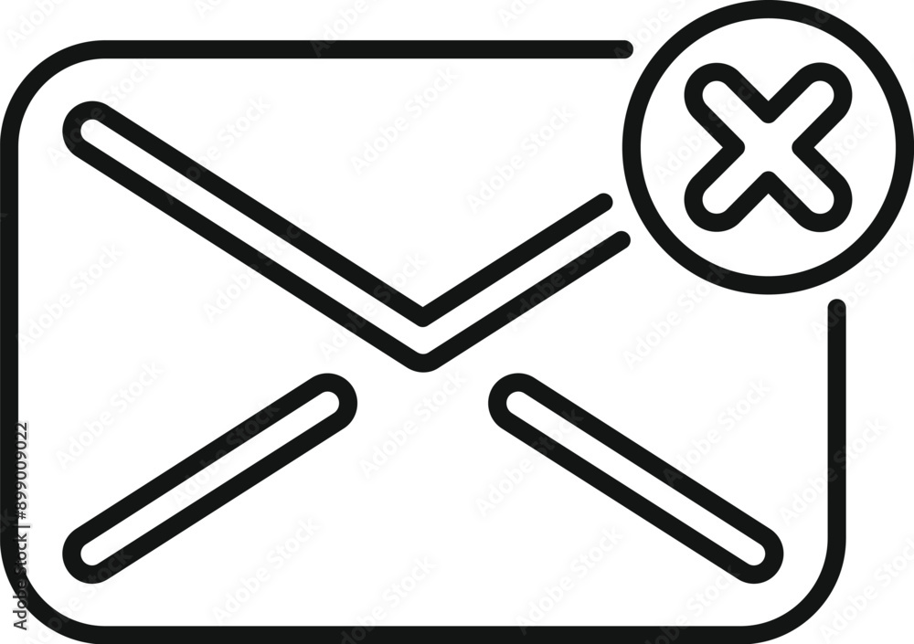 Poster simple line icon of an envelope with a delete icon, representing an unsent or discarded email messag