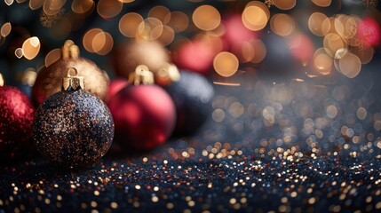 New Year Banner with Festive Christmas Balls