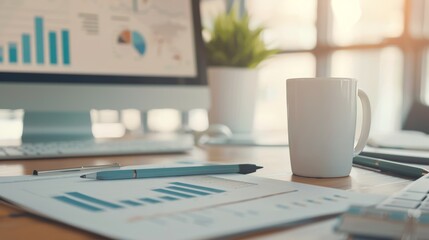 Tabletop view of a business plan, arrows highlighting investment phases, charts and graphs depicting analysis, project timelines with critical dates, professional setup