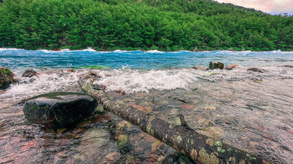On the riverside of the Baker River and the rapids