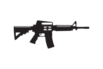 Rifle silhouette vector illustration, White background.