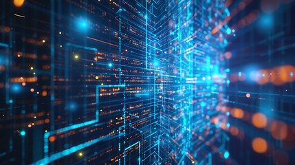 Obraz premium Futuristic Digital Space: Data Network Concept, Tech Wallpaper