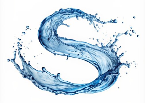 recommend clip art: .Water splash in the shape of an S isolated on white background,