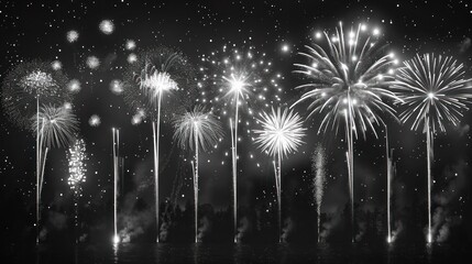 Explosive Celebration: Set of Isolated Vector Fireworks